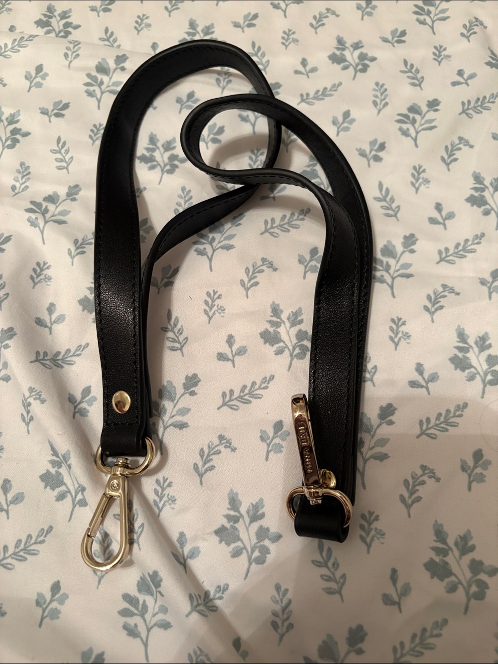 Black Leather Replacement Crossbody Strap with Gold Hardware